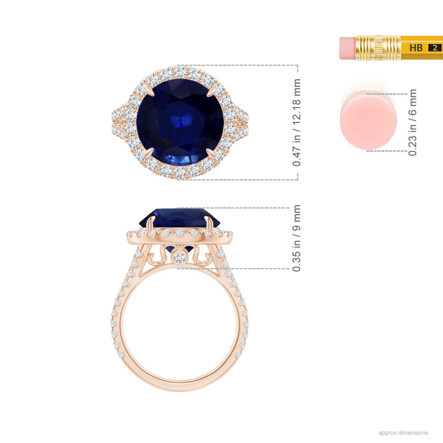 For Sale:  ANGARA GIA Certified Natural Round Ceylon Sapphire Split Shank Rose Gold Ring 5