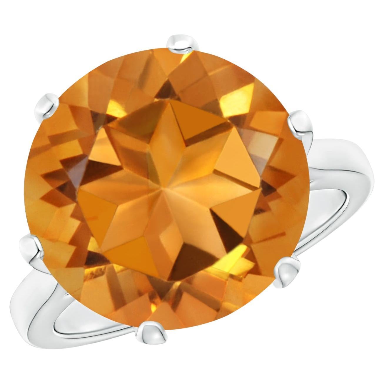 For Sale:  GIA Certified Natural Round Citrine Cocktail Ring in White Gold