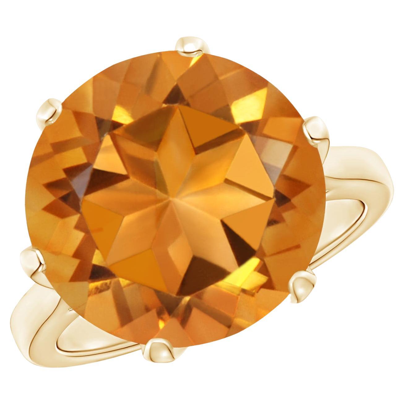 For Sale:  GIA Certified Natural Round Citrine Cocktail Ring in Yellow Gold