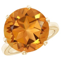 GIA Certified Natural Round Citrine Cocktail Ring in Yellow Gold
