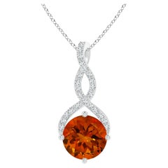 Angara GIA Certified Natural Round Citrine Infinity Twist Pendant in Platinum
