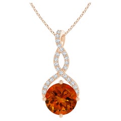 GIA Certified Natural Round Citrine Infinity Twist Pendant in Rose Gold