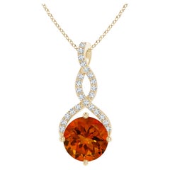 GIA Certified Natural Round Citrine Infinity Twist Pendant in Yellow Gold