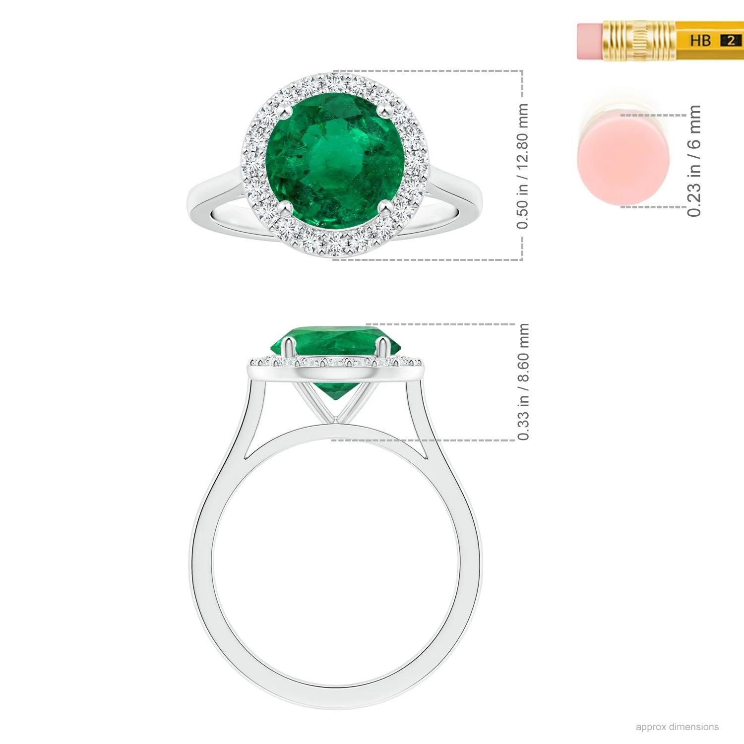 For Sale:  ANGARA GIA Certified Natural Round Emerald Ring in Platinum with Halo 5