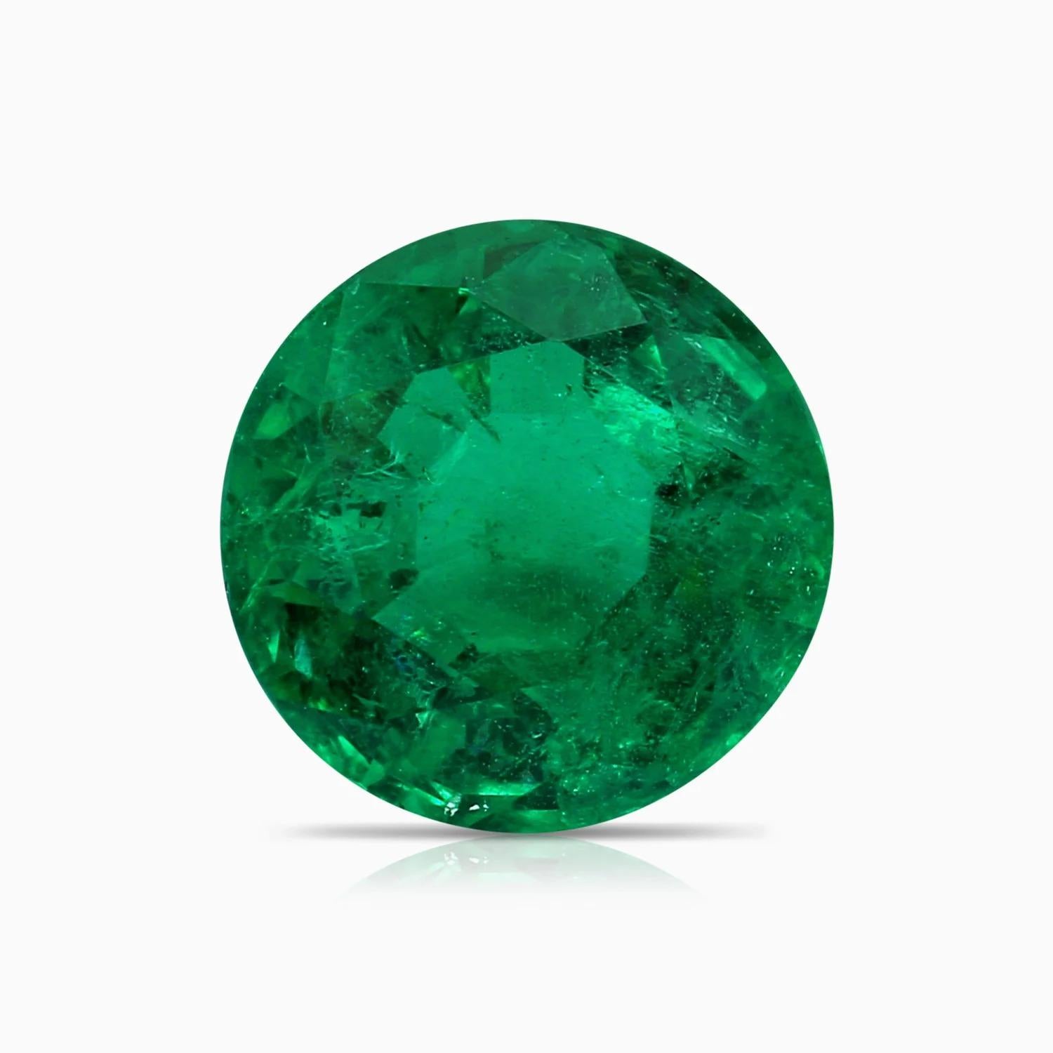 For Sale:  ANGARA GIA Certified Natural Round Emerald Ring in Platinum with Halo 6