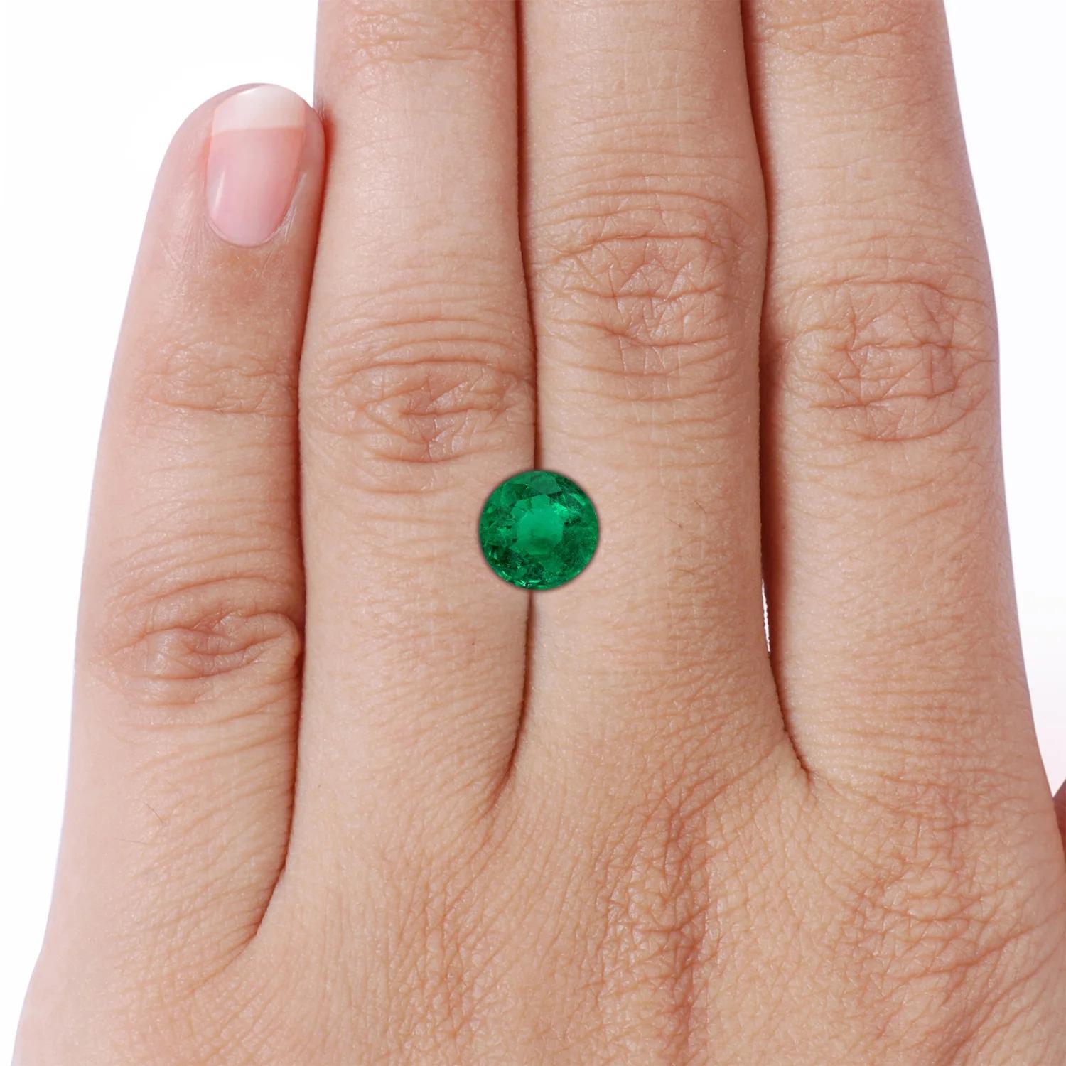 For Sale:  Angara Gia Certified Natural Round Emerald Ring in White Gold with Halo 7