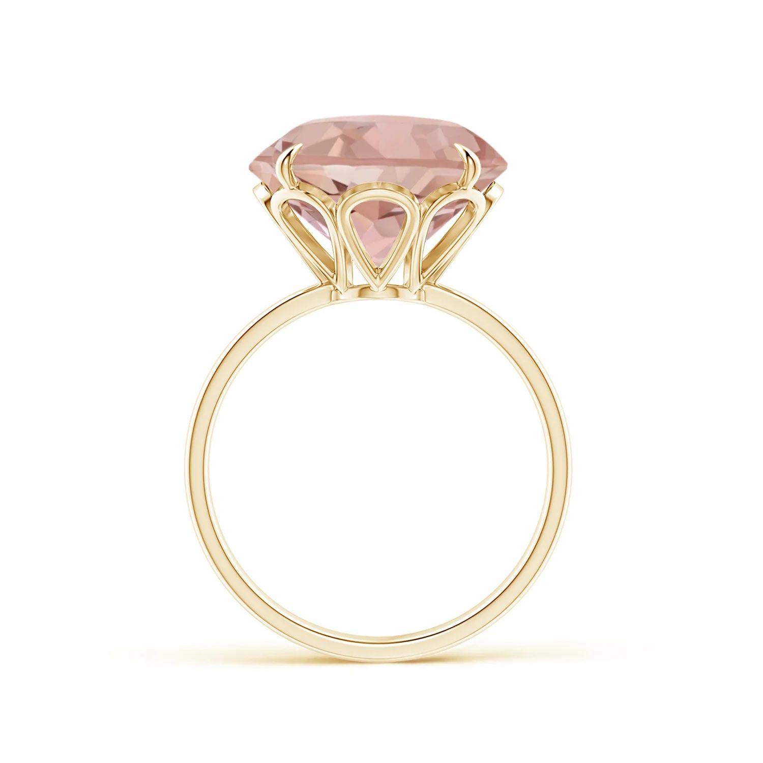 For Sale:  Angara GIA Certified Natural Round Morganite Cocktail Ring in Yellow Gold 2