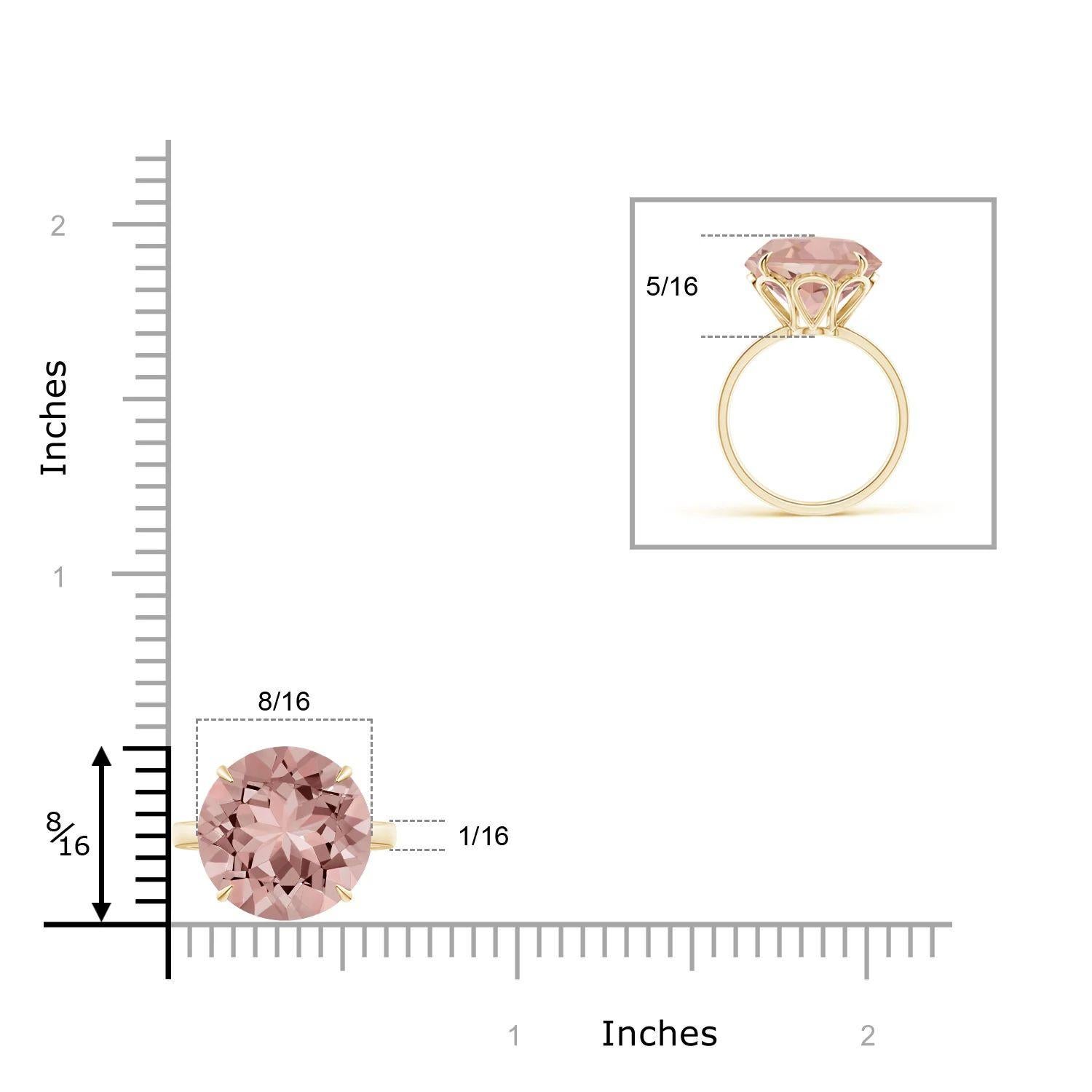 Angara GIA Certified Natural Round Morganite Cocktail Ring in Yellow Gold 4