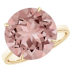 Angara Bague cocktail en or jaune avec morganite ronde naturelle certifiée par le GIA