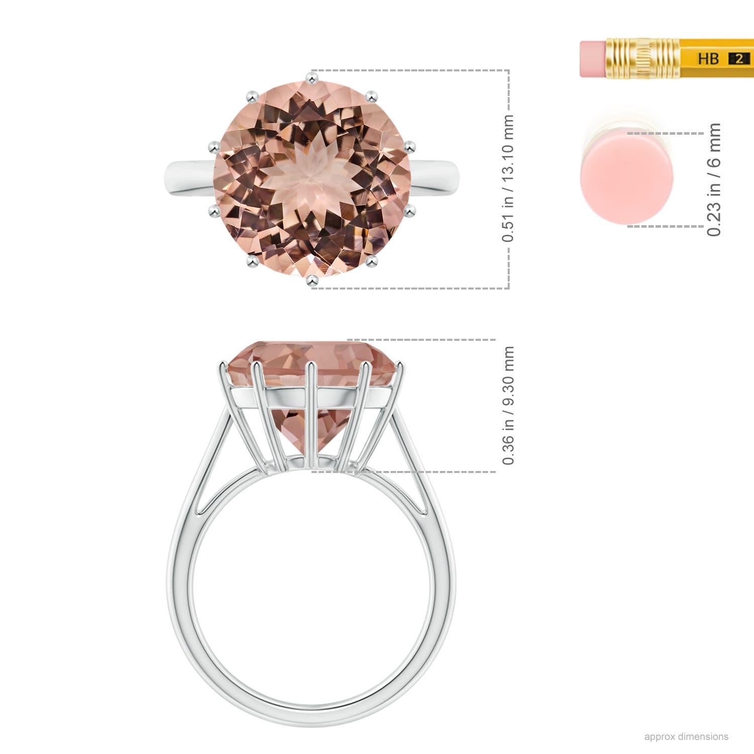 For Sale:  Angara GIA Certified Natural Round Morganite Solitaire Ring in Platinum 5