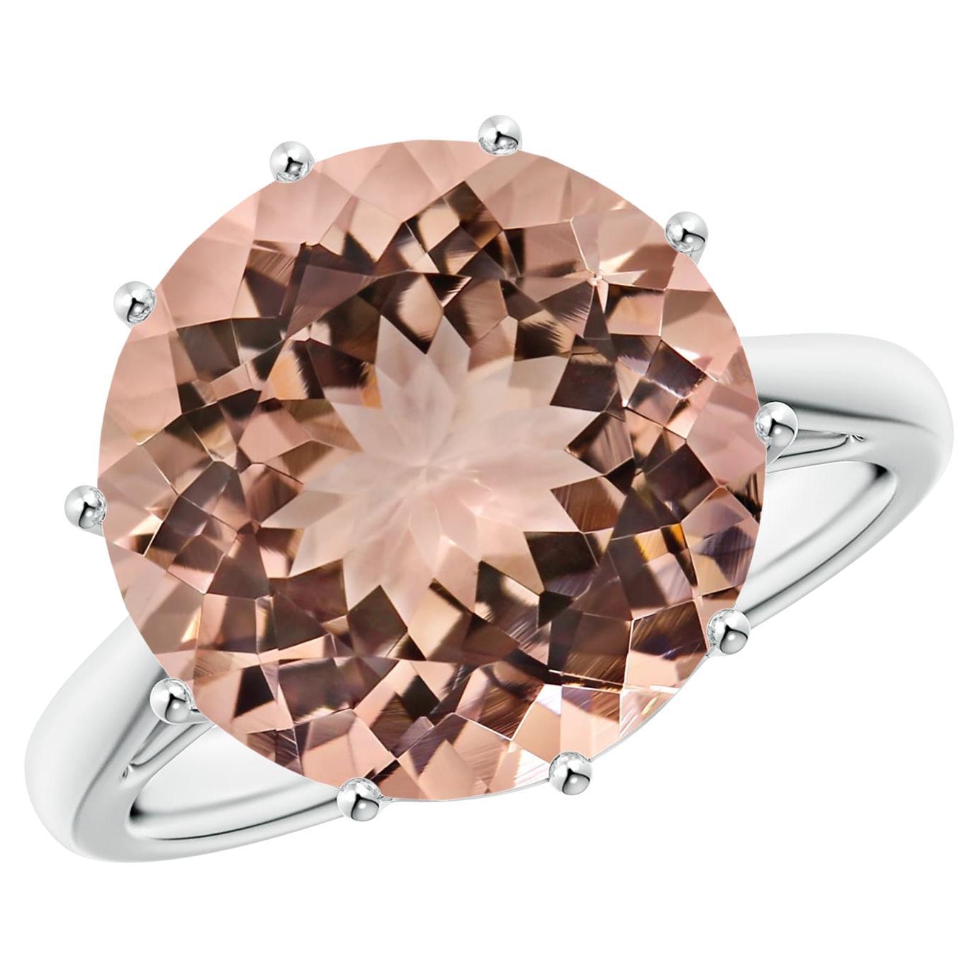 For Sale:  Angara GIA Certified Natural Round Morganite Solitaire Ring in Platinum