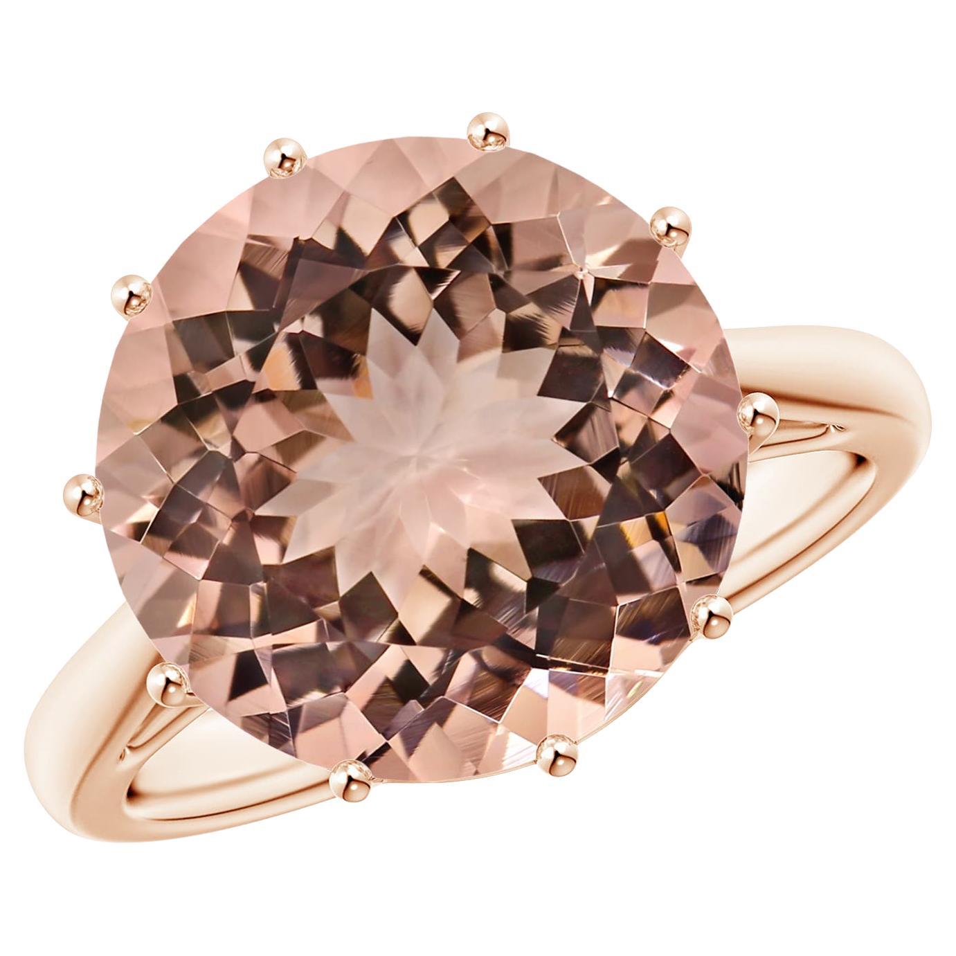 For Sale:  ANGARA GIA Certified Natural Round Morganite Solitaire Ring in Rose Gold