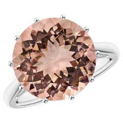 Angara GIA Certified Natural Round Morganite Solitaire Ring in White Gold