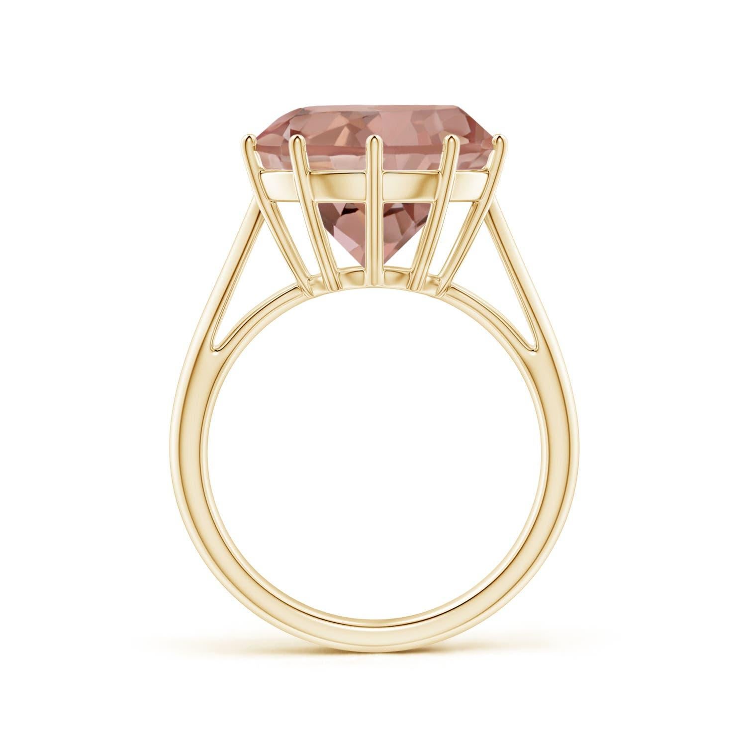 For Sale:  ANGARA GIA Certified Natural Round Morganite Solitaire Ring in Yellow Gold 2