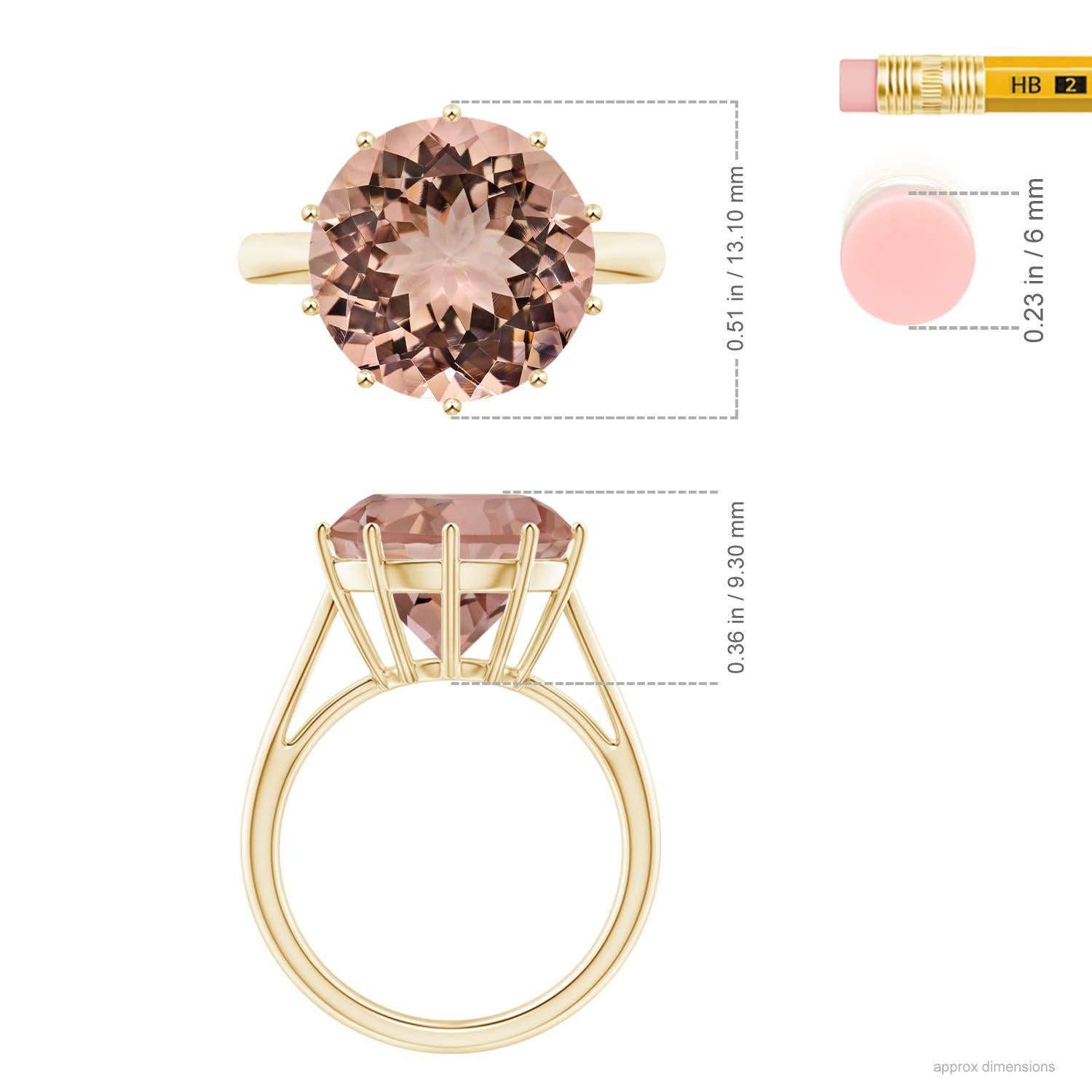 For Sale:  ANGARA GIA Certified Natural Round Morganite Solitaire Ring in Yellow Gold 5