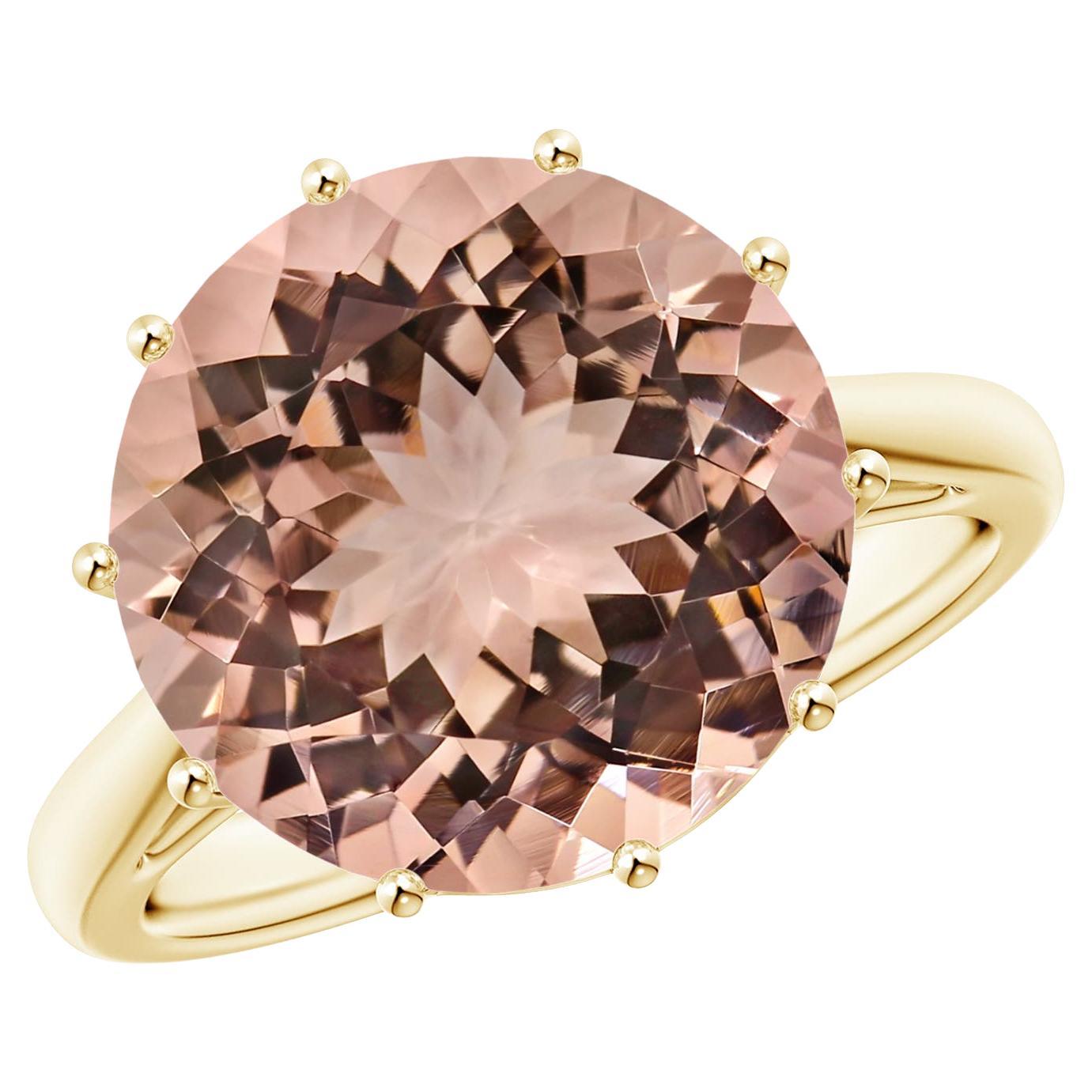 Angara Gia Certified Natural Round Morganite Solitaire Ring in Yellow Gold