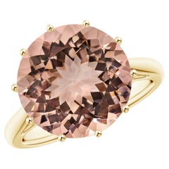 Angara Gia Certified Natural Round Morganite Solitaire Ring in Yellow Gold