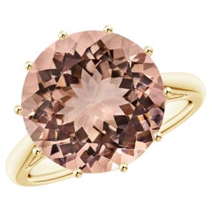 Angara Gia Bague solitaire en or jaune avec morganite ronde naturelle certifiée