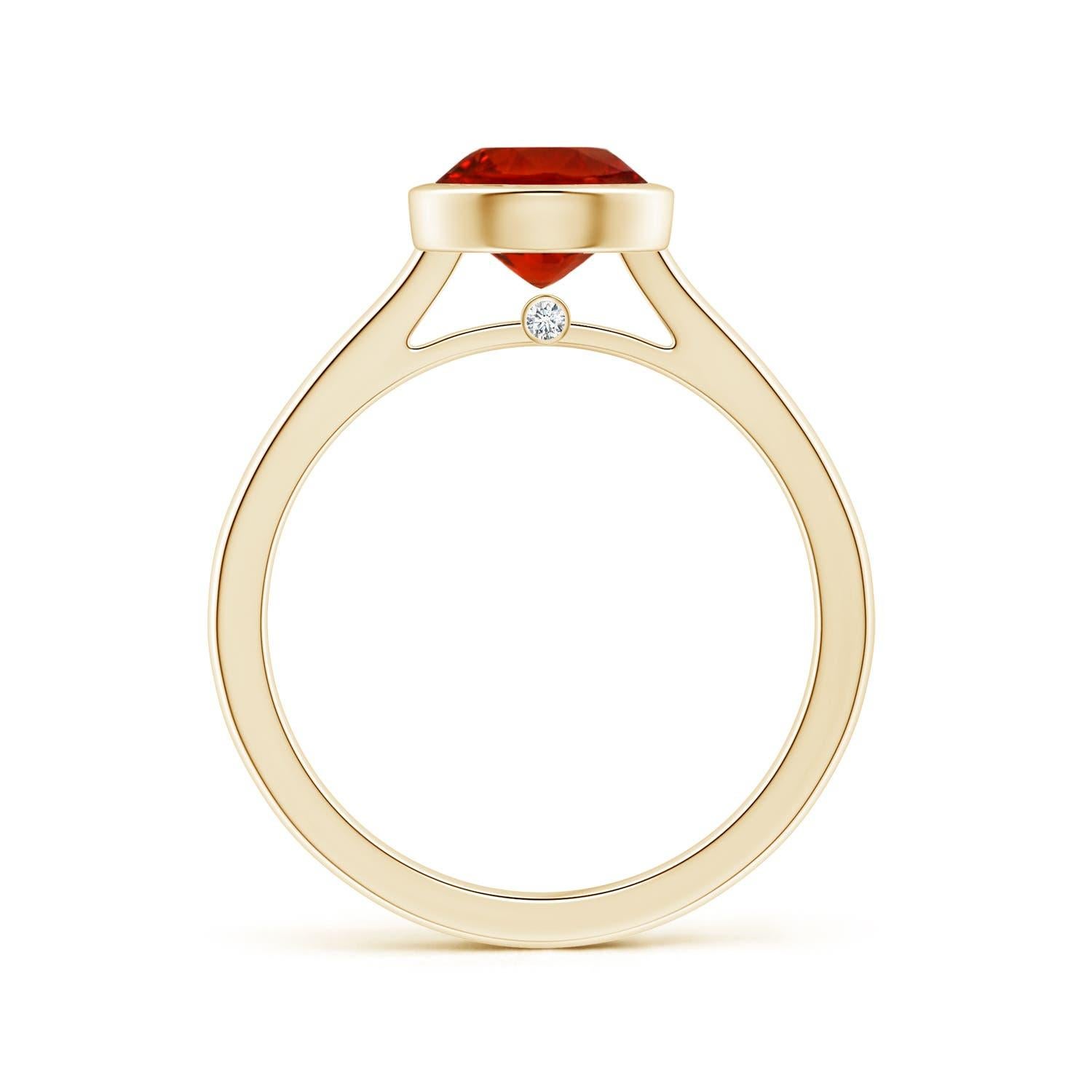 GIA-zertifizierter natürlicher runder orangefarbener Saphir Solitär-Ring aus Gelbgold () 2