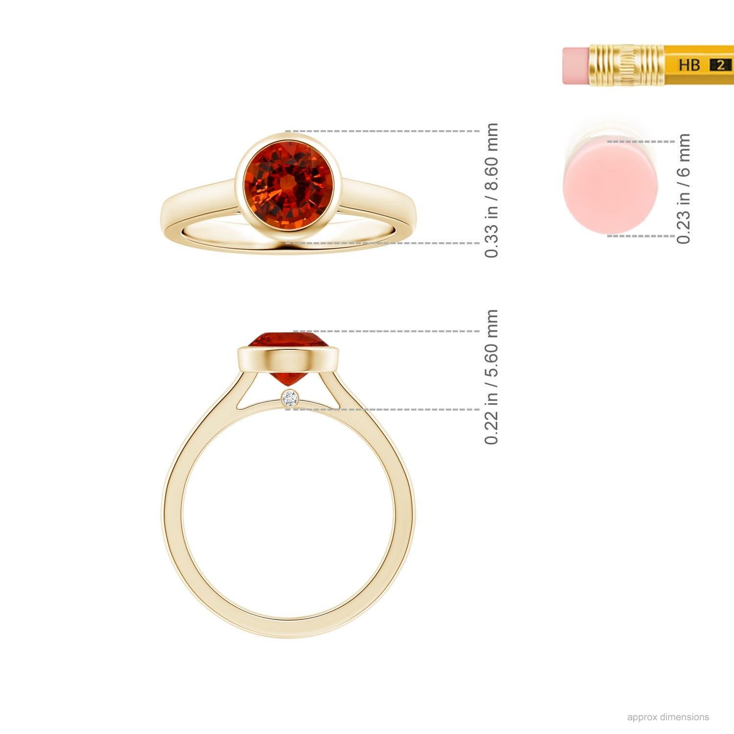 GIA-zertifizierter natürlicher runder orangefarbener Saphir Solitär-Ring aus Gelbgold () 5