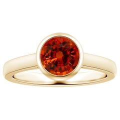 GIA-zertifizierter natürlicher runder orangefarbener Saphir Solitär-Ring aus Gelbgold
