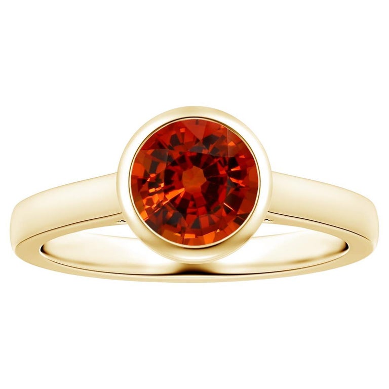 Customizable Angara GIA Certified Natural Round Orange Sapphire
