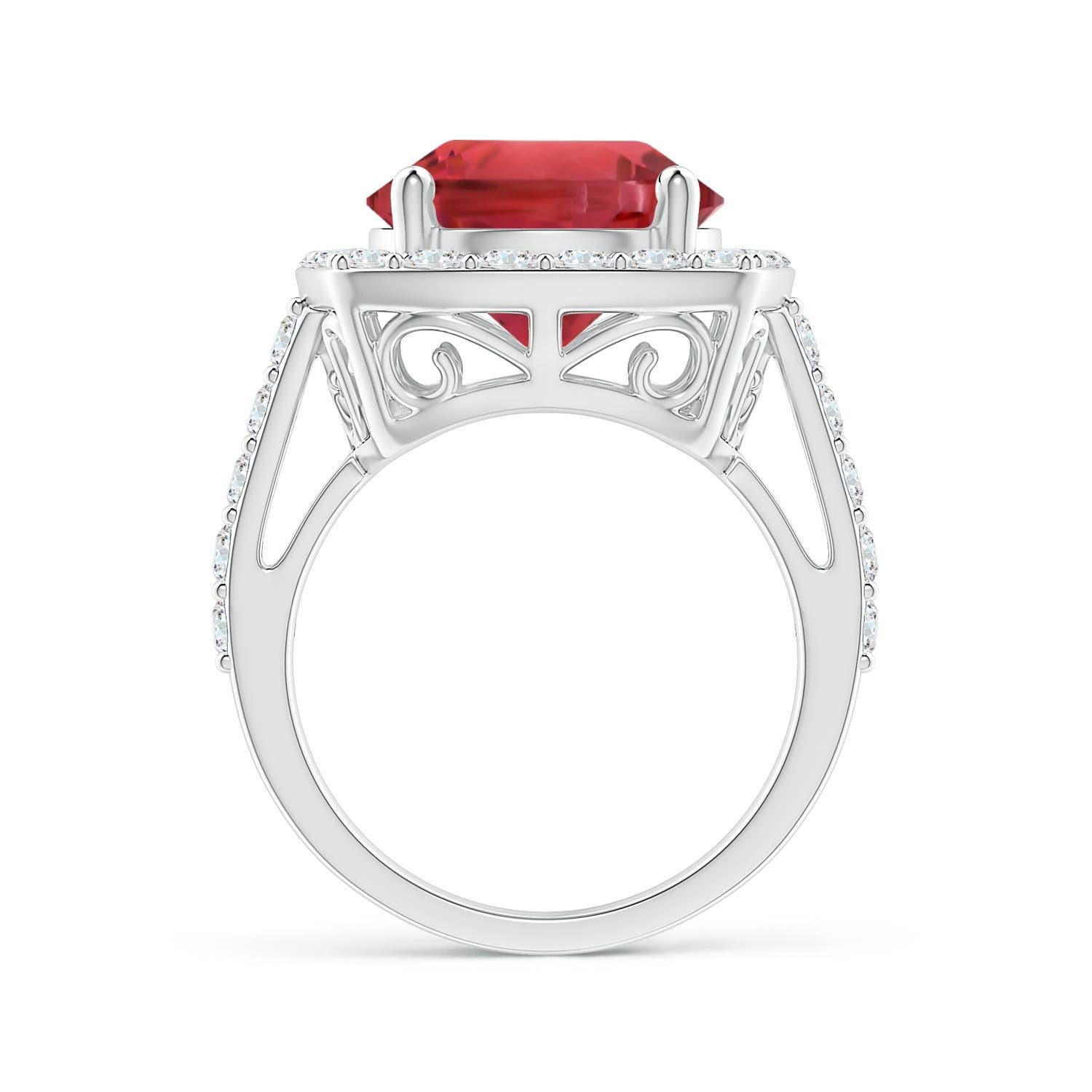 For Sale:  ANGARA GIA Certified 2.15ct Pink Tourmaline Diamond Halo Ring in 14K White Gold 2