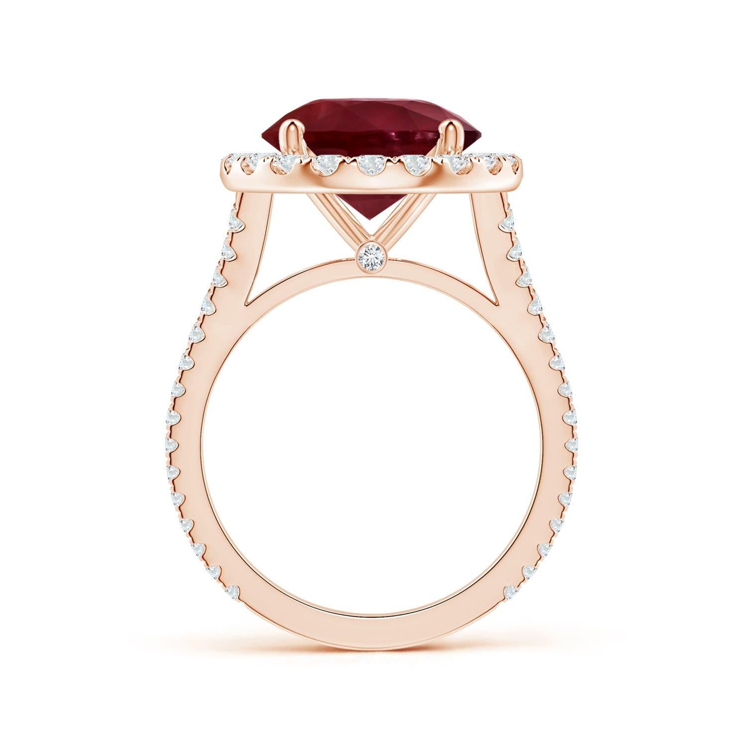 Im Angebot: ANGARA GIA zertifizierter natürlicher runder Rubin-Diamant-Halo-Ring aus Roségold () 2