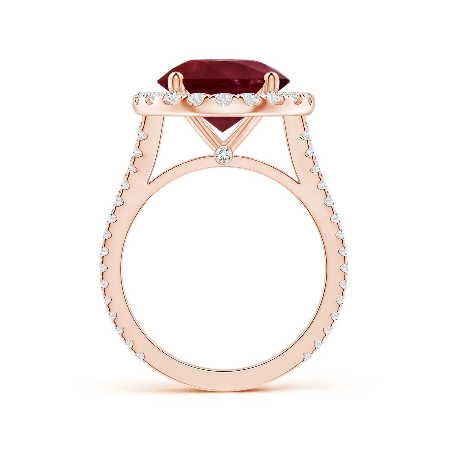 Im Angebot: ANGARA GIA zertifizierter natürlicher runder Rubin-Diamant-Halo-Ring aus Roségold () 2