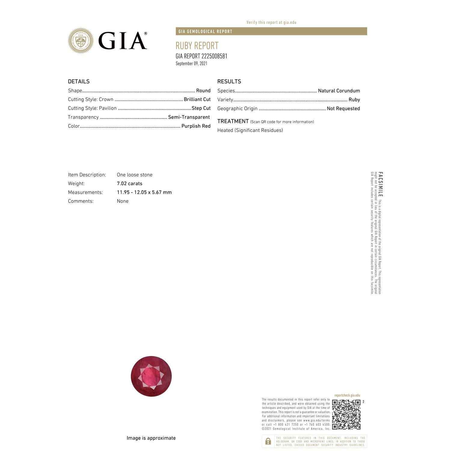 Im Angebot: ANGARA GIA zertifizierter natürlicher runder Rubin-Diamant-Halo-Ring aus Roségold () 3
