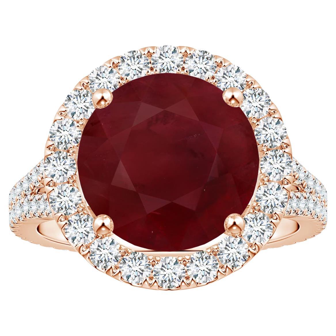 ANGARA GIA zertifizierter natürlicher runder Rubin-Diamant-Halo-Ring aus Roségold