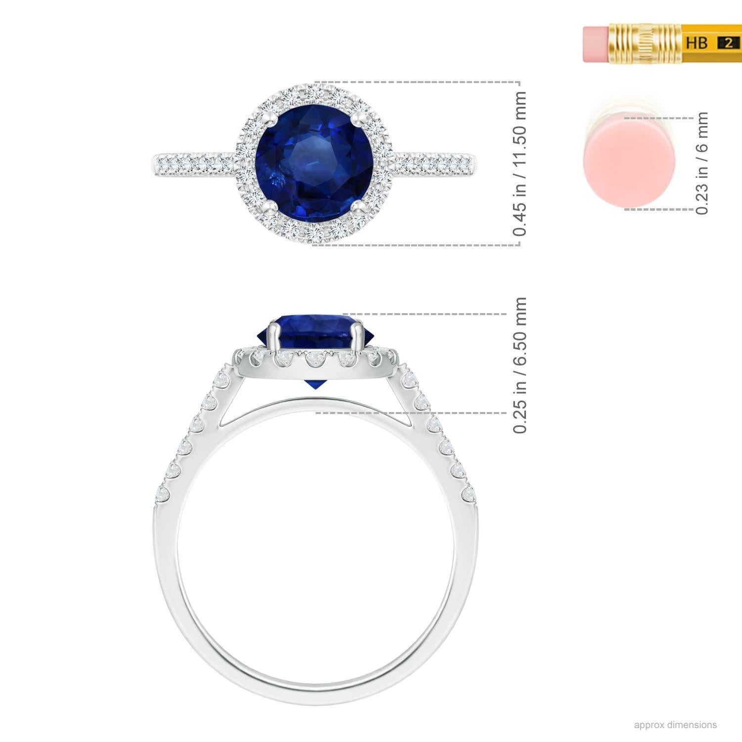 For Sale:  Angara Gia Certified Natural Round Sapphire Ring in Platinum with Diamond Halo 4
