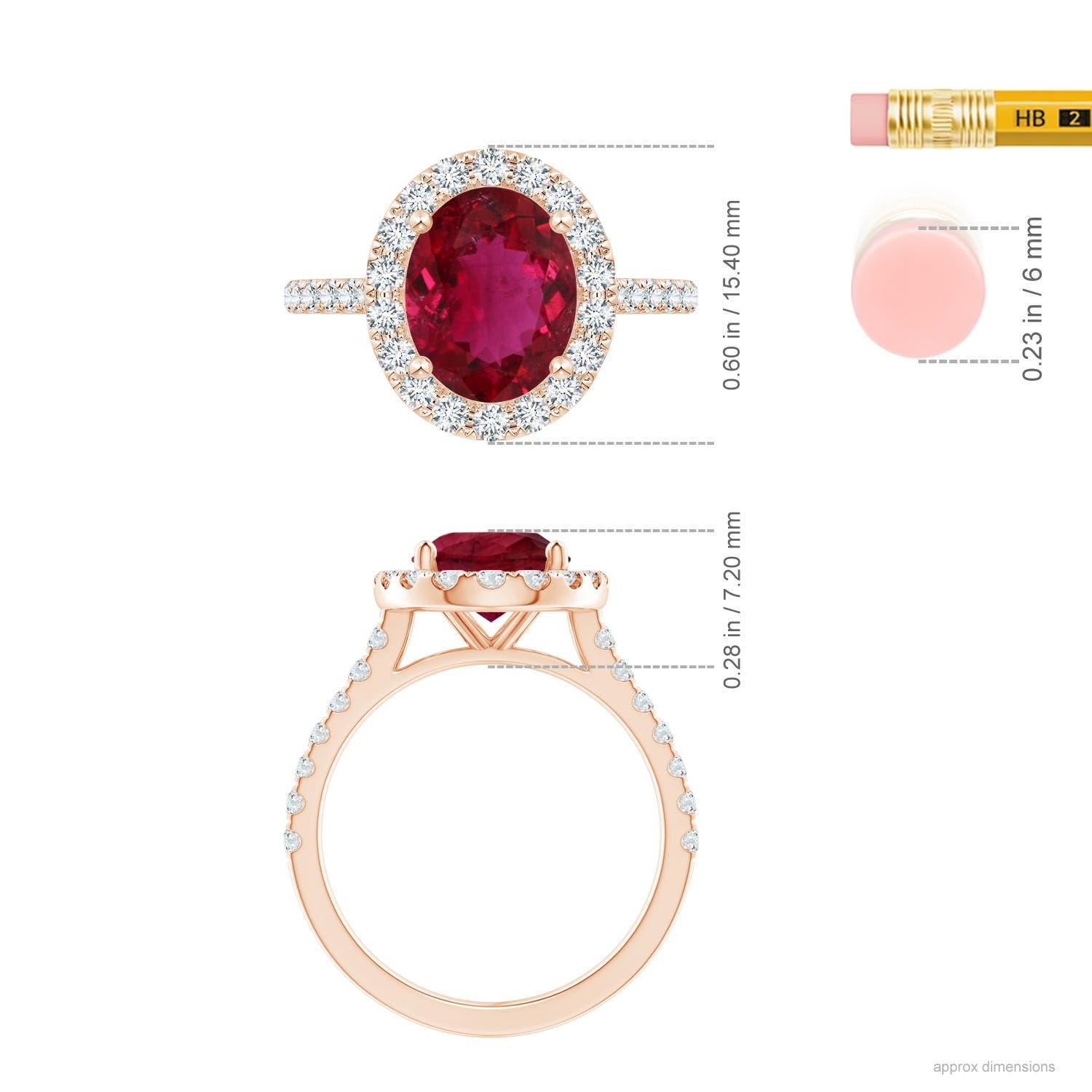 For Sale:  ANGARA GIA Certified Natural 2.87ct Rubelite & Diamond Halo 14K Rose Gold Ring 2