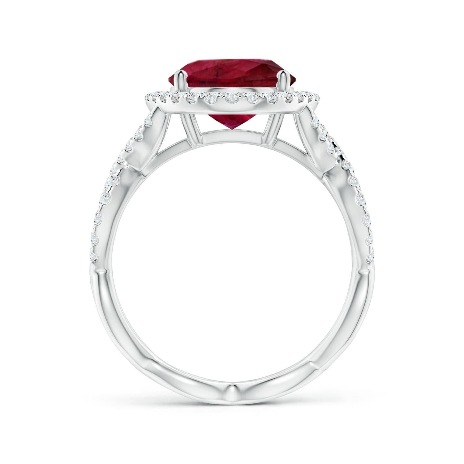 For Sale:  ANGARA GIA Certified Natural 2.87ct Rubelite Halo Engagement 14K White Gold Ring 3