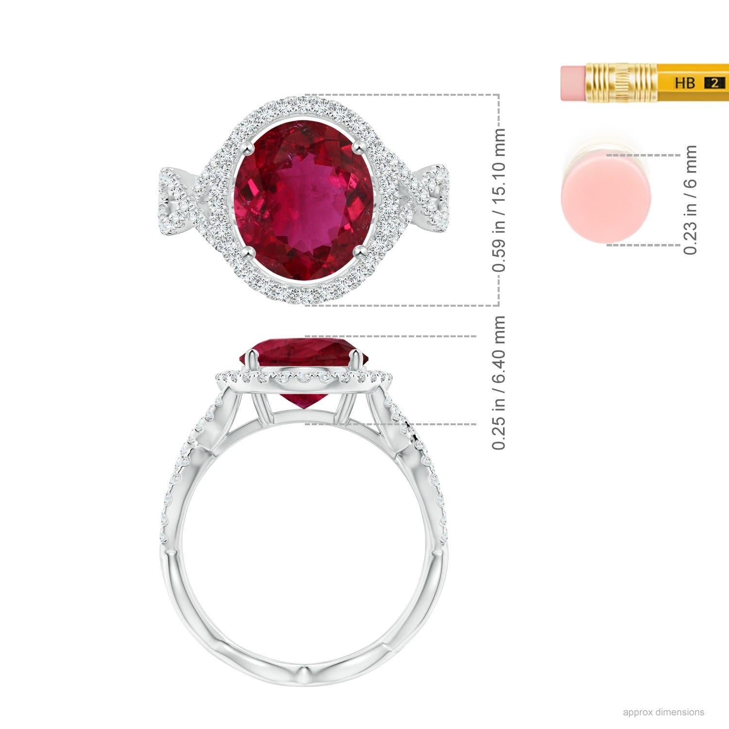 For Sale:  ANGARA GIA Certified Natural 2.87ct Rubelite Halo Engagement 14K White Gold Ring 2