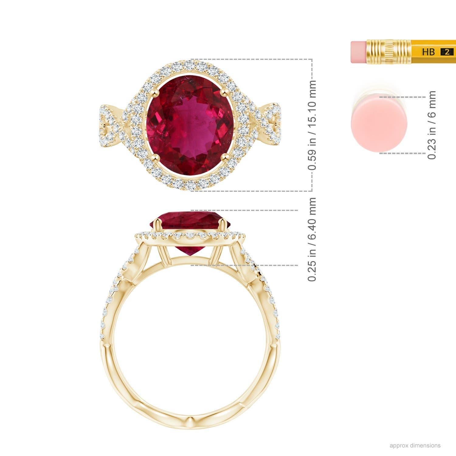 For Sale:  ANGARA GIA Certified Natural 2.87ct Rubelite Halo Engagement 14K YellowGold Ring 2