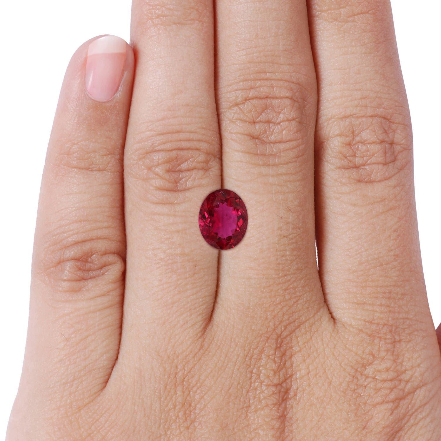 For Sale:  ANGARA GIA Certified Natural 2.87ct Rubelite & Diamond Halo 18K Yellow Gold Ring 6