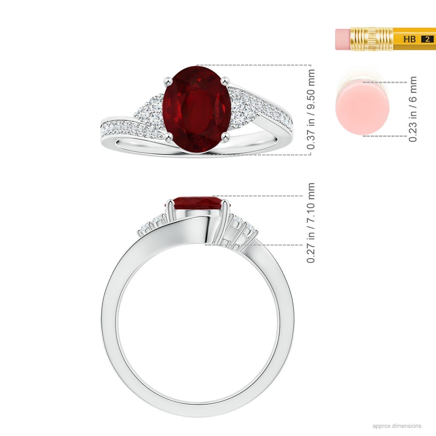 For Sale:  Angara Gia Certified Natural Ruby Bypass Ring in Platinum with Side Diamonds 4