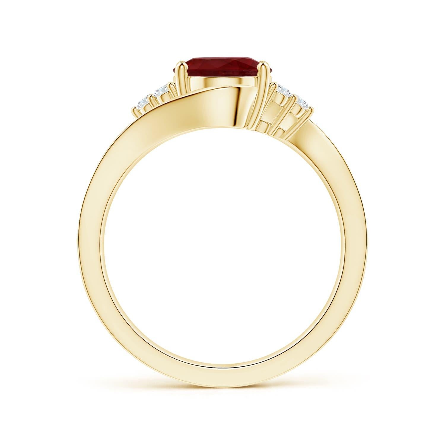 For Sale:  GIA Certified Natural Ruby Bypass Ring in Yellow Gold with Side Diamonds 2