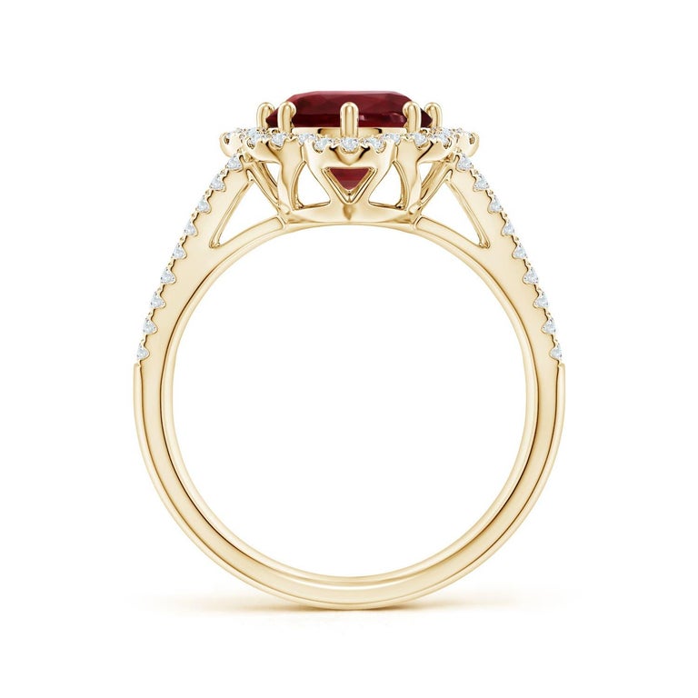 Customizable Angara Gia Certified Natural Ruby Floral Halo Split Shank ...