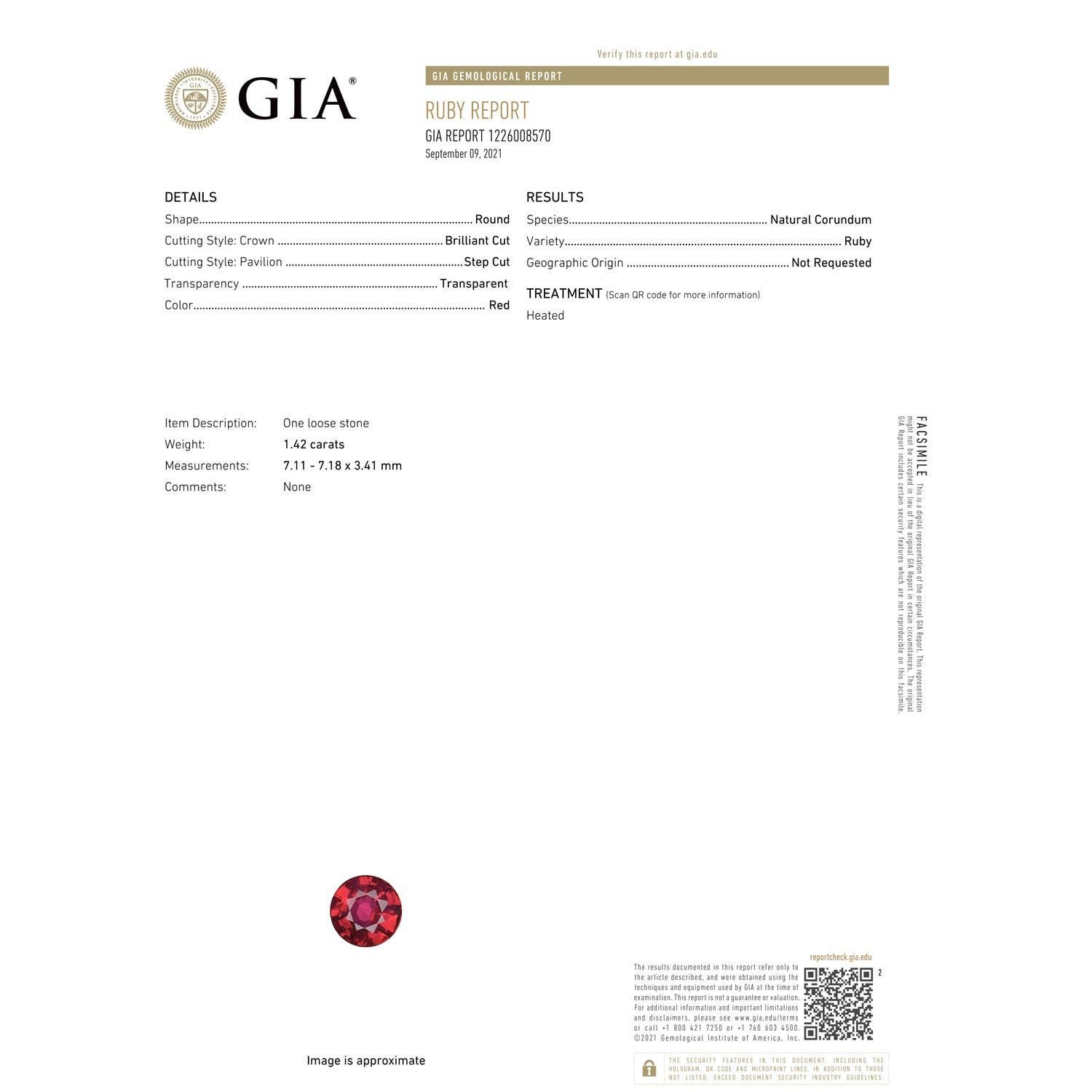 En vente :  ANGARA, bague halo de rubis naturel de 1,54 carat certifié GIA et diamants en platine 7