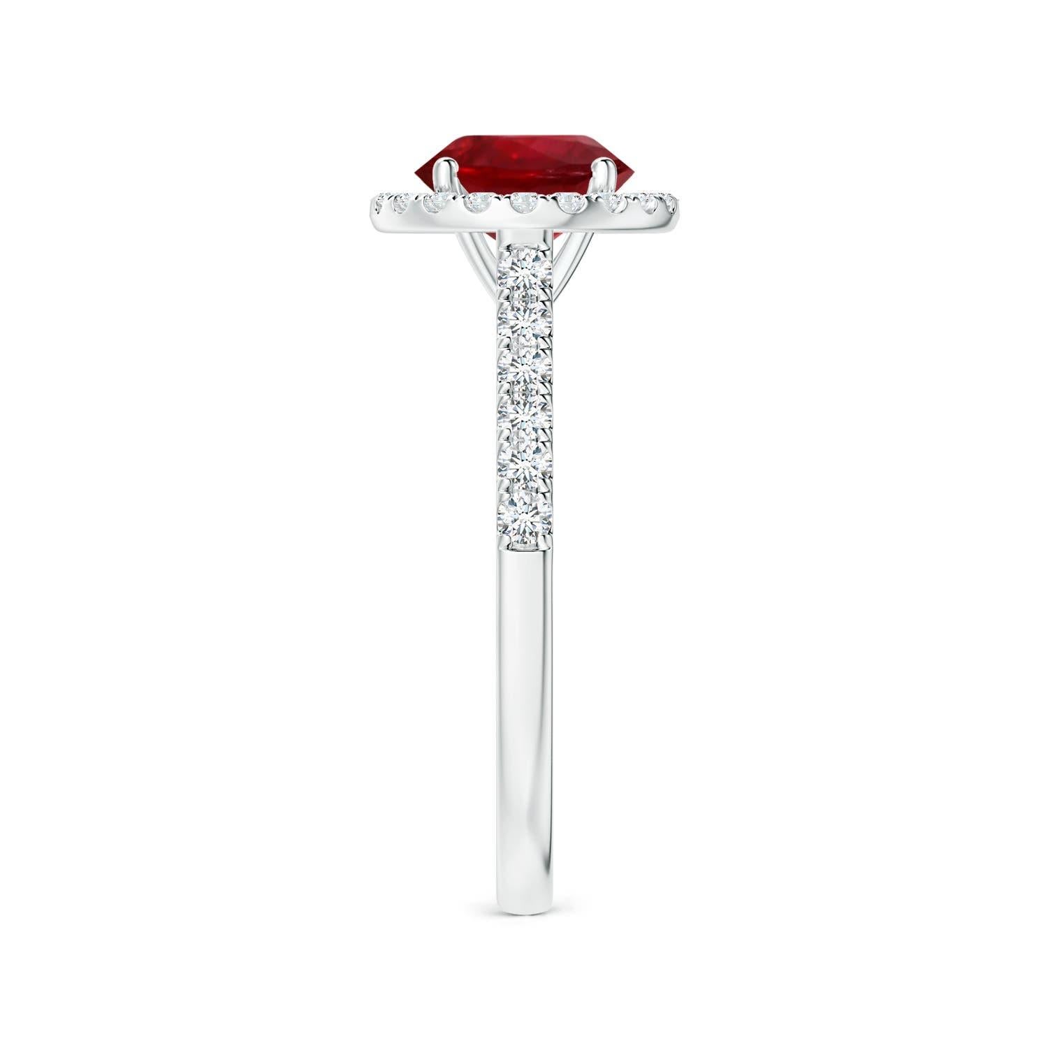 For Sale:  ANGARA GIA Certified Natural 1.54ct Ruby Halo Ring with Diamond in Platinum 4