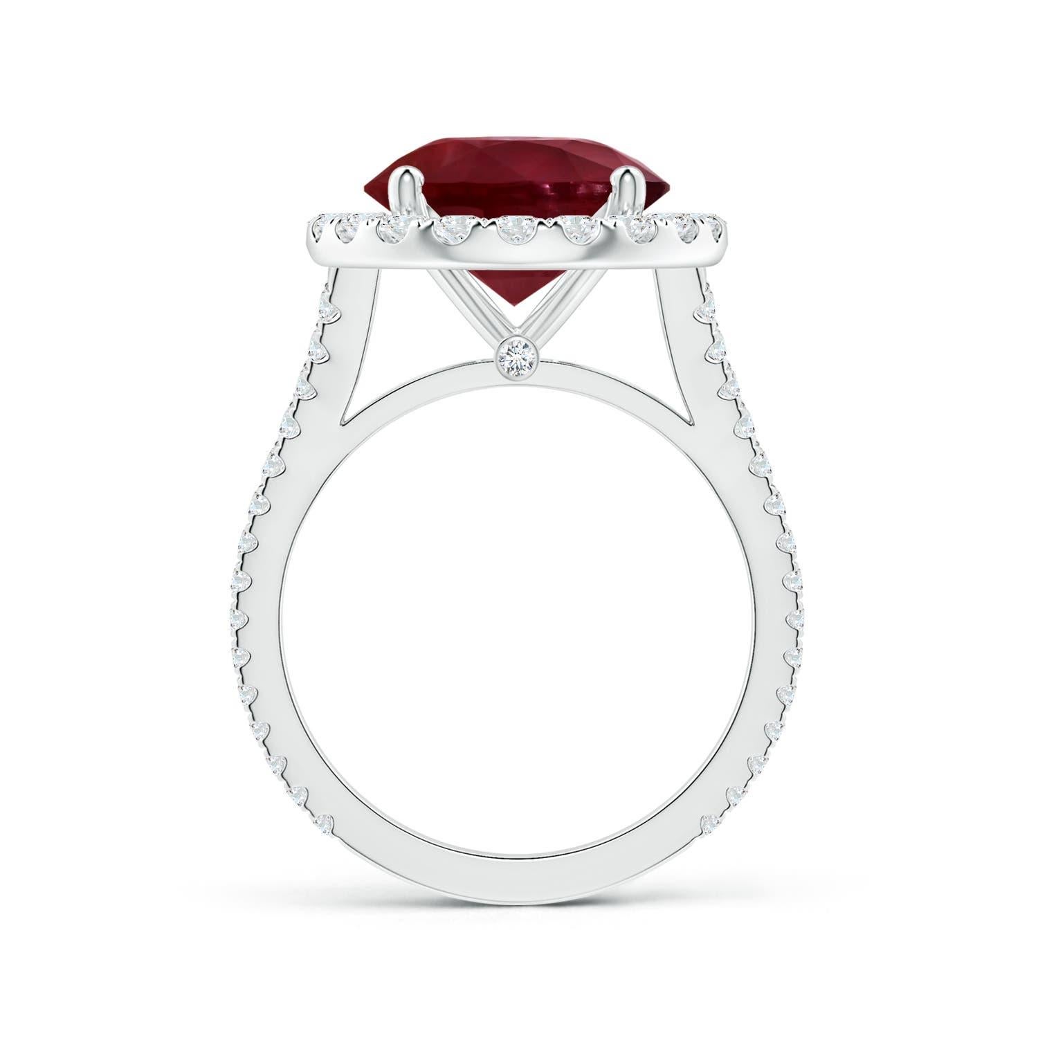 Im Angebot: ANGARA GIA zertifizierter natürlicher Rubin-Halo-Ring aus Platin mit Diamanten () 2