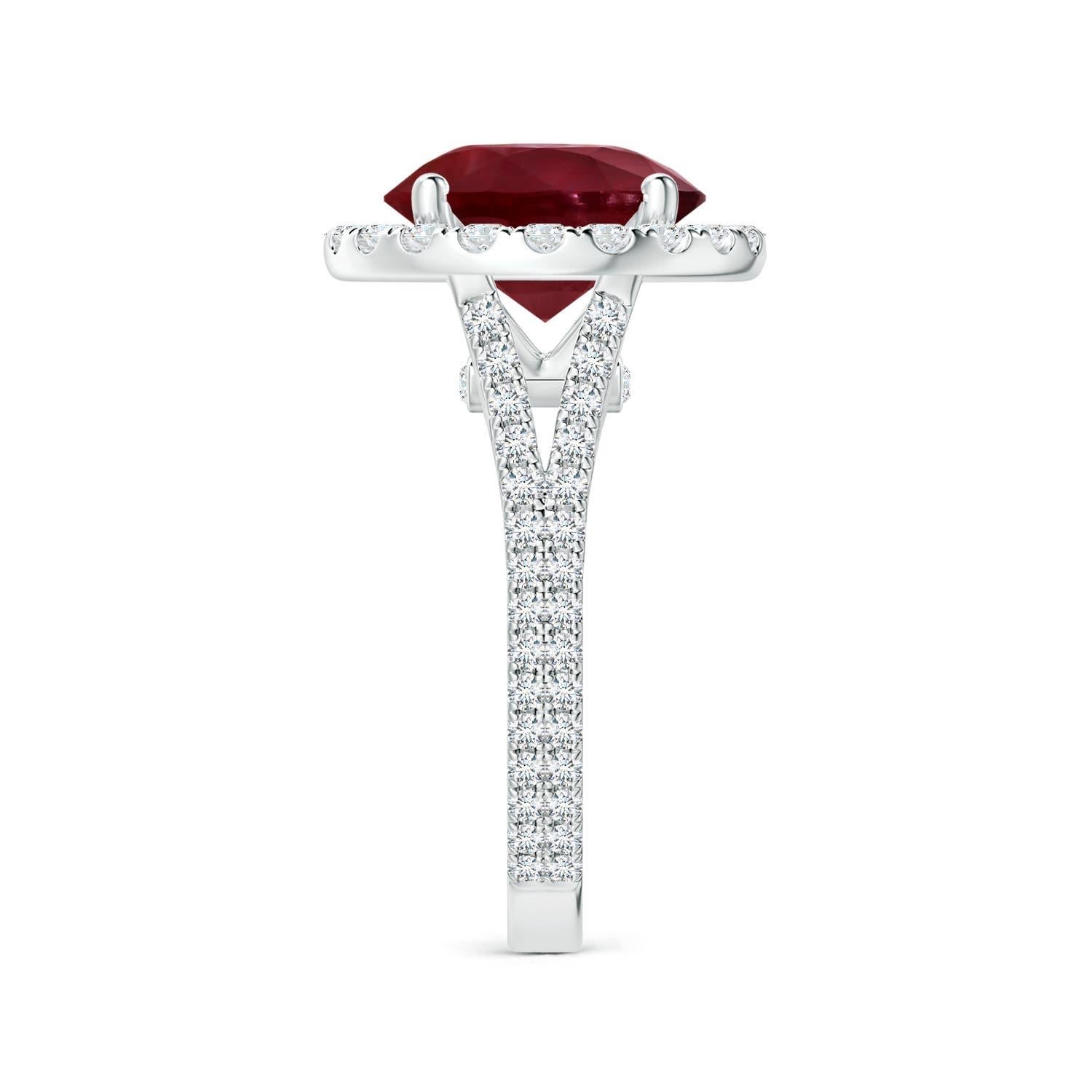 For Sale:  ANGARA GIA Certified Natural Ruby Halo Ring in Platinum with Diamonds 4