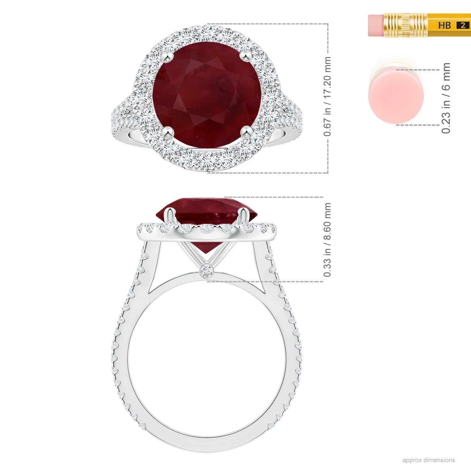Im Angebot: ANGARA GIA zertifizierter natürlicher Rubin-Halo-Ring aus Platin mit Diamanten () 5