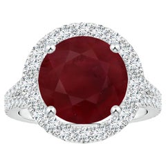 ANGARA GIA Certified Natural Ruby Halo Ring in Platinum with Diamonds