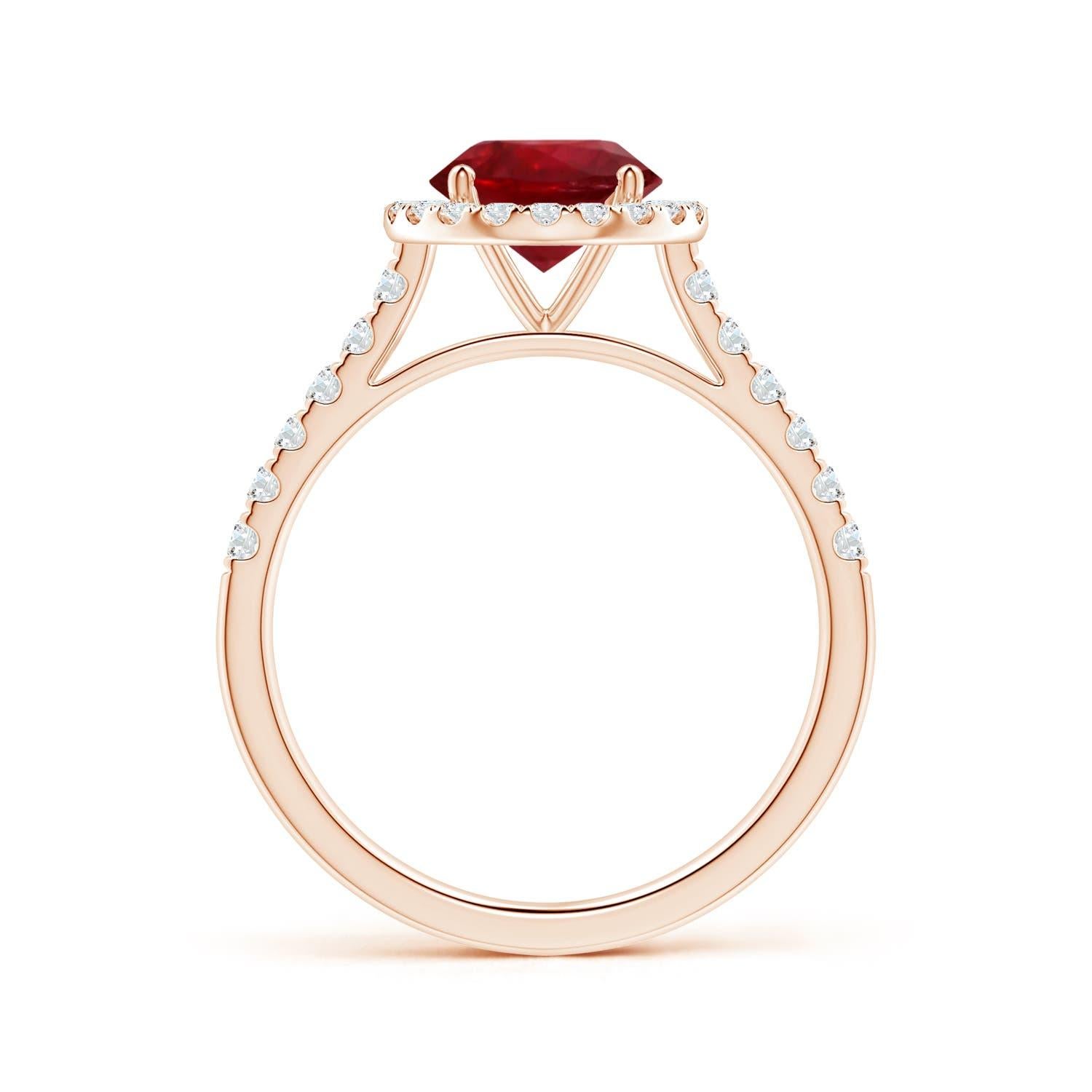 For Sale:  ANGARA GIA Certified Natural 1.54ct Ruby Halo Ring with Diamond in Rose Gold 3