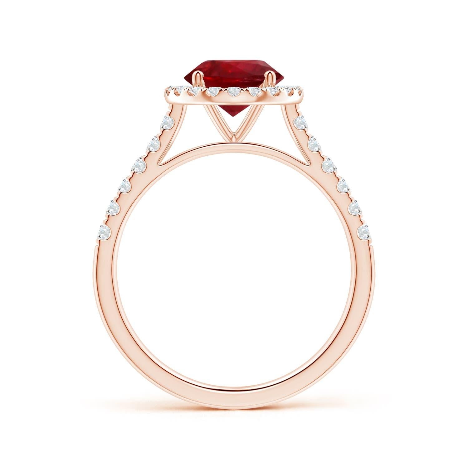 En vente :  ANGARA Bague en or rose avec halo de rubis naturel certifié GIA de 1,54 carat et diamants 3