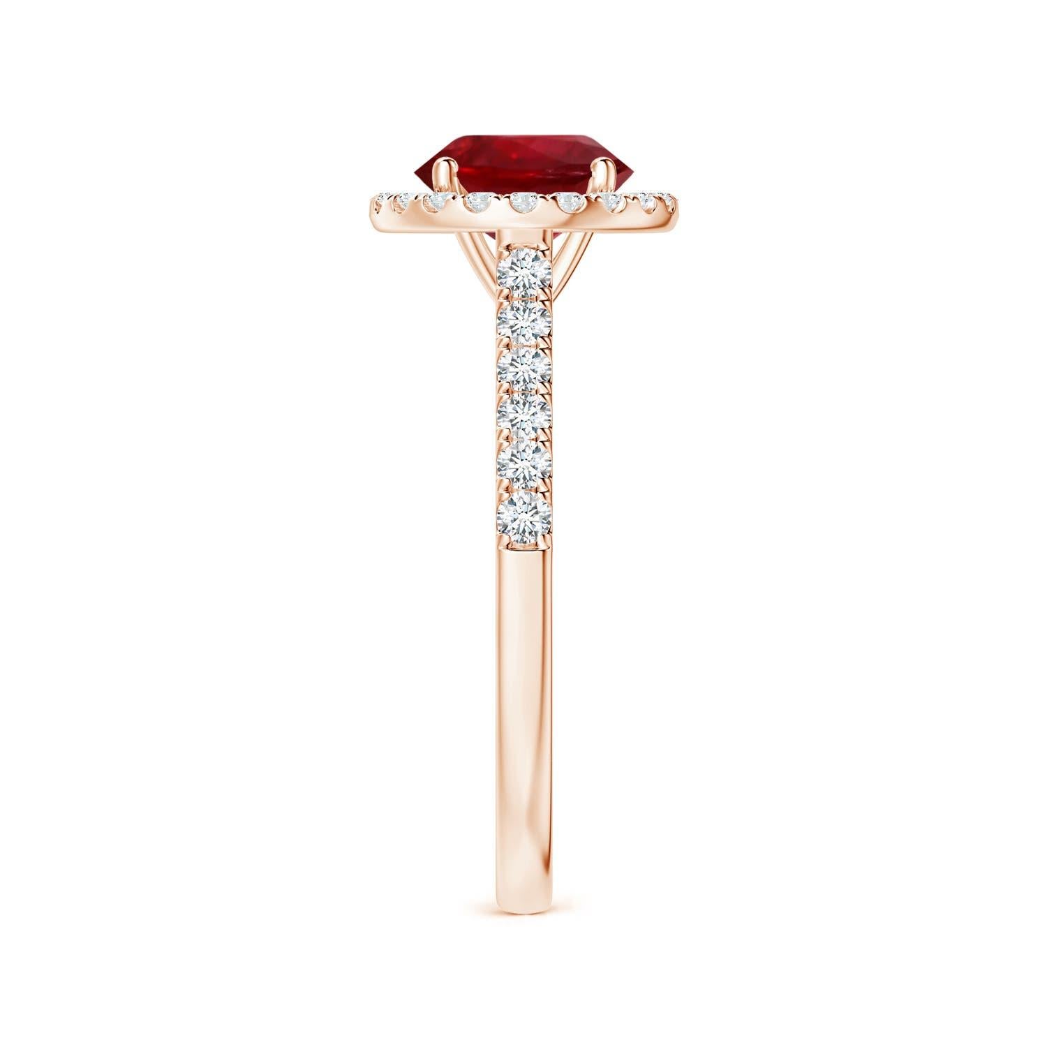 For Sale:  ANGARA GIA Certified Natural 1.54ct Ruby Halo Ring with Diamond in Rose Gold 4