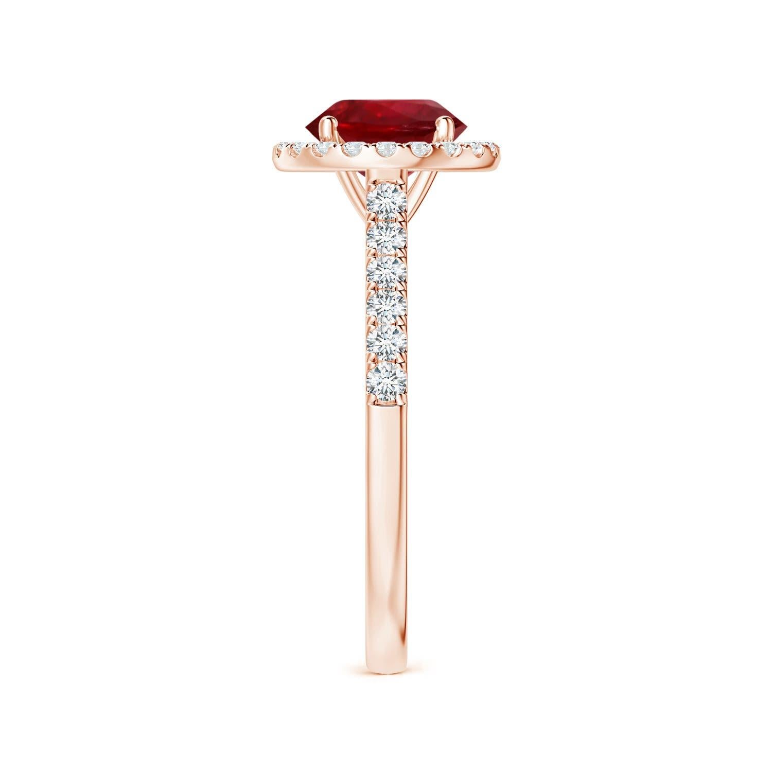 En vente :  ANGARA Bague en or rose avec halo de rubis naturel certifié GIA de 1,54 carat et diamants 4